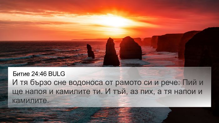 Битие 24:46 BULG 4K Wallpaper - И тя бързо сне водоноса от - 4K Wallpaper Bible Verse