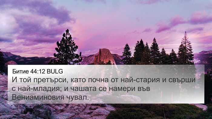 Битие 44:12 BULG 4K Wallpaper - И той претърси, като почна - 4K Wallpaper Bible Verse
