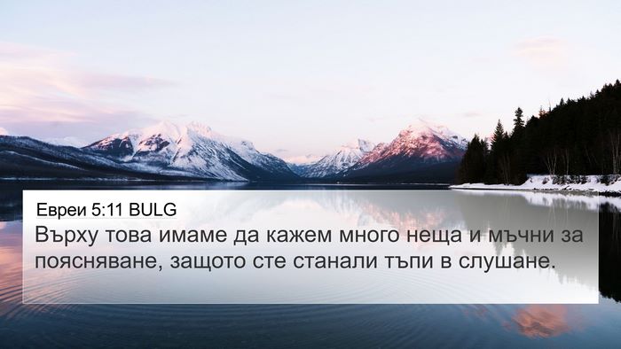 Евреи 5:11 BULG Bible Verse Image