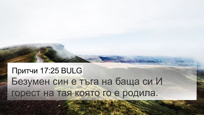 Притчи 17:25 BULG Bible Verse Image