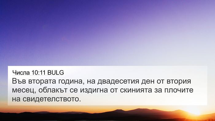 Числа 10:11 BULG Bible Verse Image
