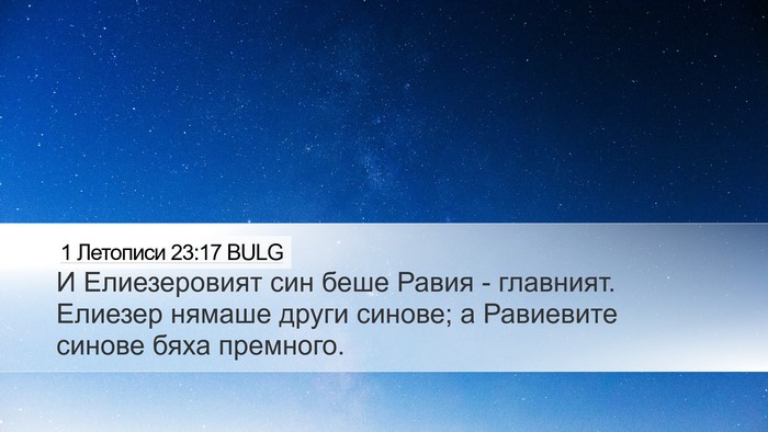 1 Летописи 23:17 BULG Bible Verse Image