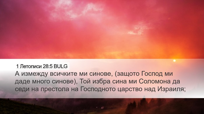 1 Летописи 28:5 BULG Bible Verse Image