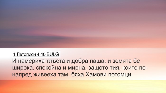 1 Летописи 4:40 BULG Desktop Wallpaper - И намериха тлъста и добра - Desktop Bible Verse Wallpaper