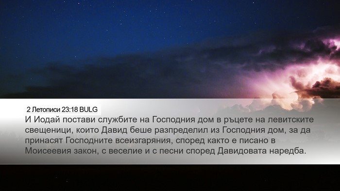 2 Летописи 23:18 BULG Desktop Wallpaper - И Иодай постави службите - Desktop Bible Verse Wallpaper