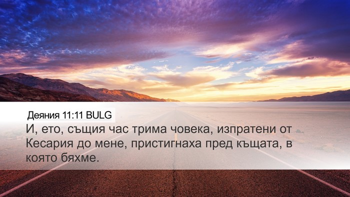 Деяния 11:11 BULG Desktop Wallpaper - И, ето, същия час трима - Desktop Bible Verse Wallpaper