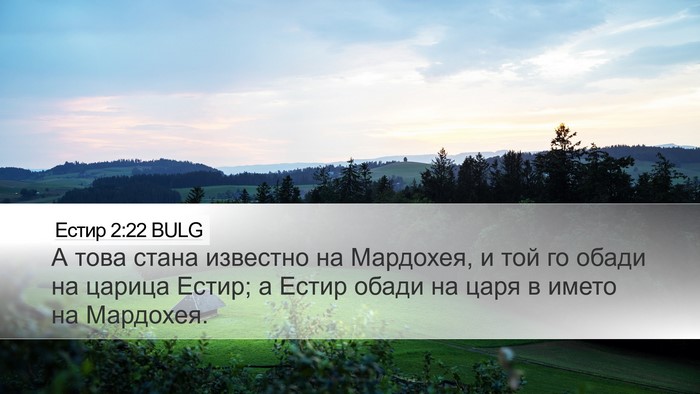 Естир 2:22 BULG Desktop Wallpaper - А това стана известно на - Desktop Bible Verse Wallpaper