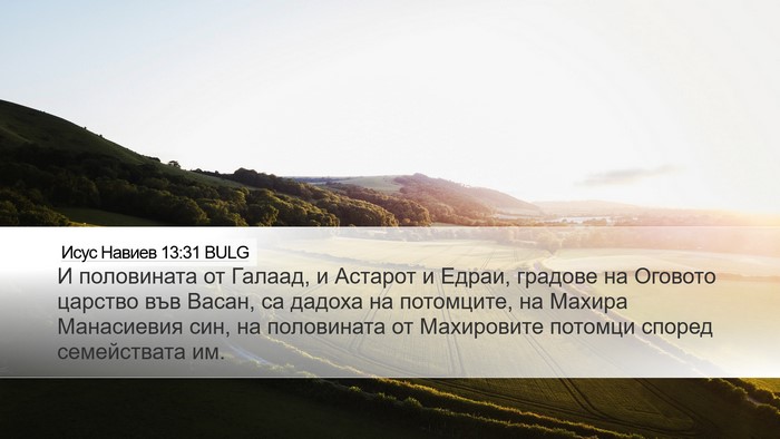Исус Навиев 13:31 BULG Desktop Wallpaper - И половината от Галаад, и - Desktop Bible Verse Wallpaper