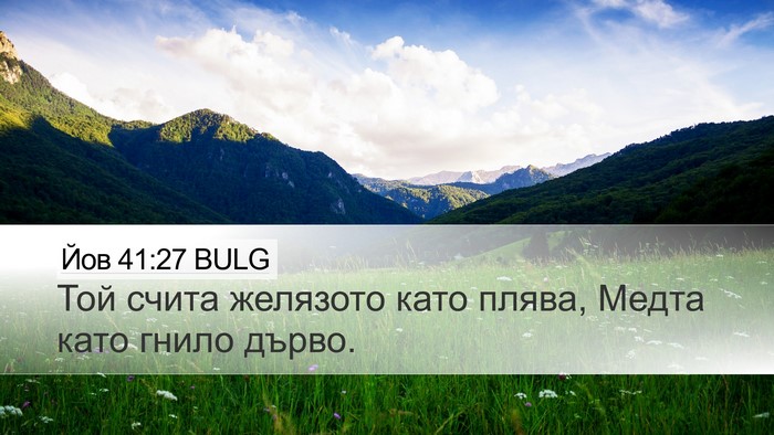 Йов 41:27 BULG Desktop Wallpaper - Той счита желязото като - Desktop Bible Verse Wallpaper