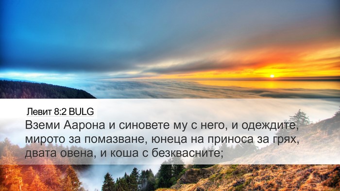 Левит 8:2 BULG Desktop Wallpaper - Вземи Аарона и синовете му - Desktop Bible Verse Wallpaper