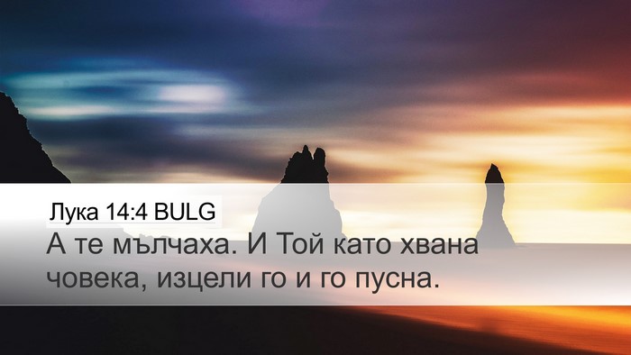 Лука 14:4 BULG Desktop Wallpaper - А те мълчаха. И Той като - Desktop Bible Verse Wallpaper