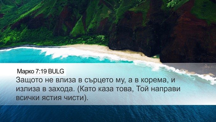 Марко 7:19 BULG Desktop Wallpaper - Защото не влиза в сърцето - Desktop Bible Verse Wallpaper