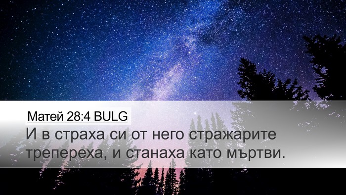 Матей 28:4 BULG Desktop Wallpaper - И в страха си от него - Desktop Bible Verse Wallpaper