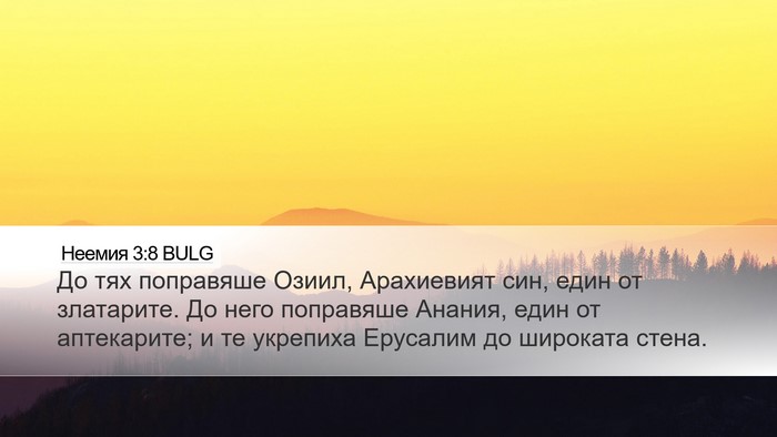 Неемия 3:8 BULG Desktop Wallpaper - До тях поправяше Озиил, - Desktop Bible Verse Wallpaper