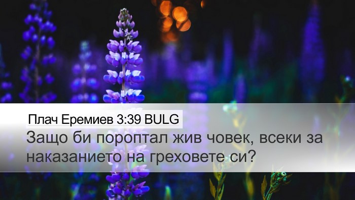 Плач Еремиев 3:39 BULG Bible Verse Image