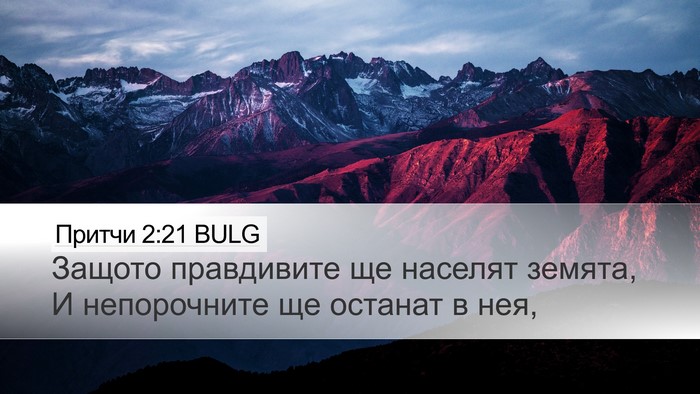 Притчи 2:21 BULG Bible Verse Image