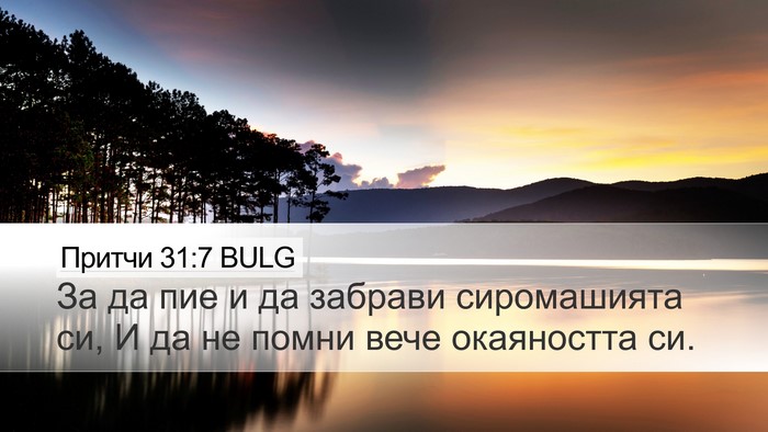 Притчи 31:7 BULG Desktop Wallpaper - За да пие и да забрави - Desktop Bible Verse Wallpaper