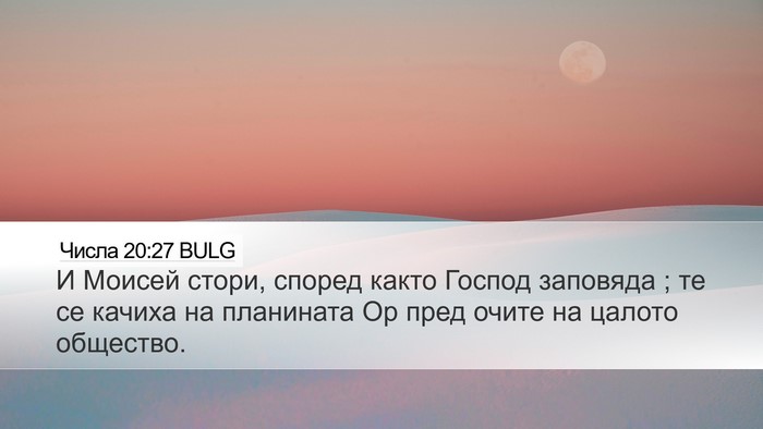 Числа 20:27 BULG Desktop Wallpaper - И Моисей стори, според - Desktop Bible Verse Wallpaper
