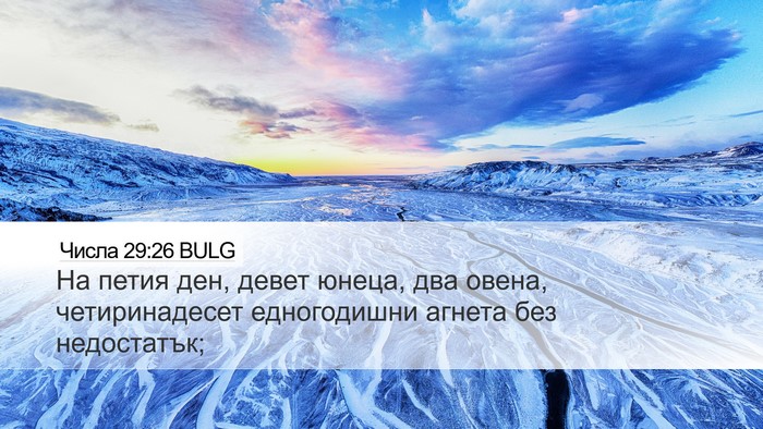 Числа 29:26 BULG Desktop Wallpaper - На петия ден, девет юнеца, - Desktop Bible Verse Wallpaper