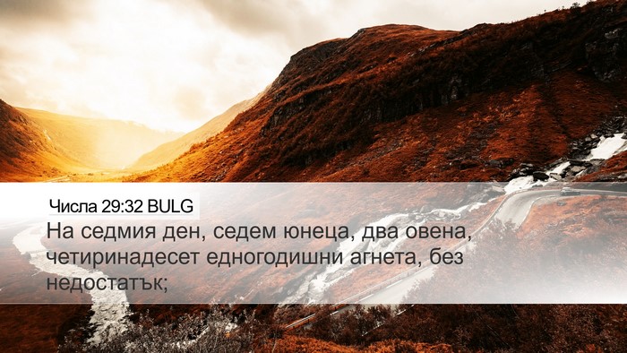 Числа 29:32 BULG Desktop Wallpaper - На седмия ден, седем юнеца, - Desktop Bible Verse Wallpaper