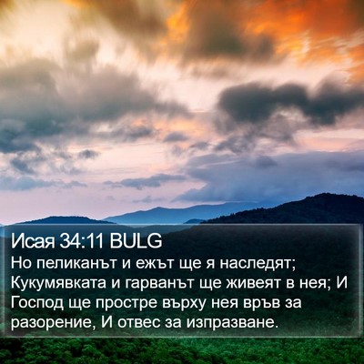 Исая 34:11 BULG Bible Verse Image