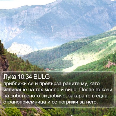 Лука 10:34 BULG Bible Verse Image