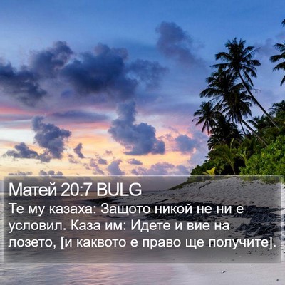 Матей 20:7 BULG Bible Verse Image