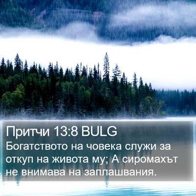 Притчи 13:8 BULG Bible Verse Image