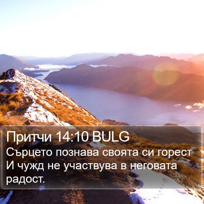 Притчи 14:10 BULG Bible Verse Image