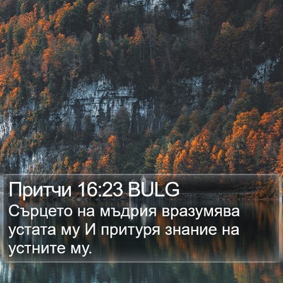 Притчи 16:23 BULG Bible Verse Image