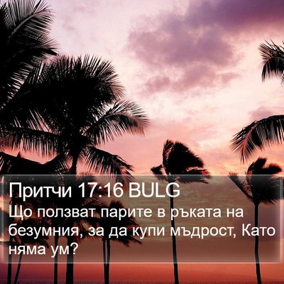 Притчи 17:16 BULG Bible Verse Image