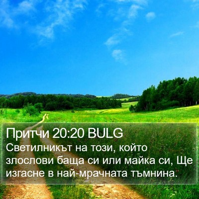 Притчи 20:20 BULG Bible Verse Image