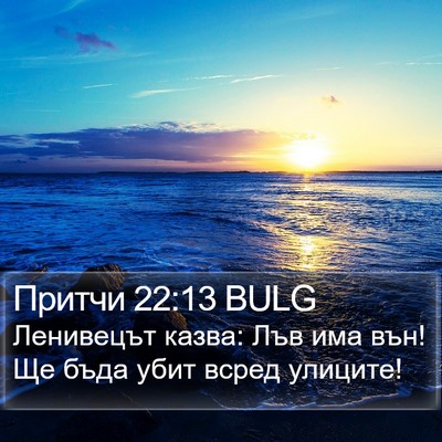 Притчи 22:13 BULG Bible Verse Image