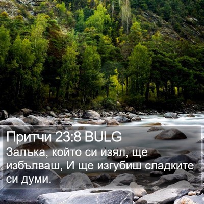 Притчи 23:8 BULG Bible Verse Image