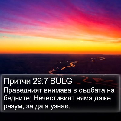 Притчи 29:7 BULG Bible Verse Image