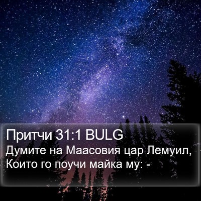 Притчи 31:1 BULG Bible Verse Image