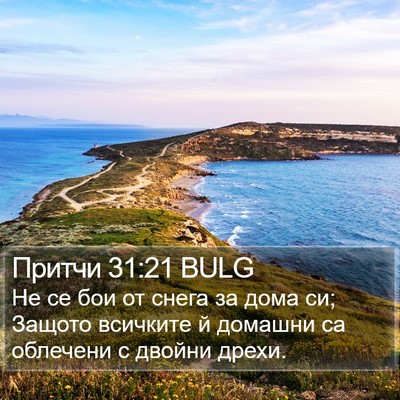 Притчи 31:21 BULG Bible Verse Image