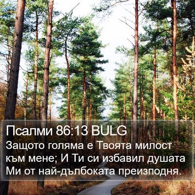 Псалми 86:13 BULG Bible Verse Image
