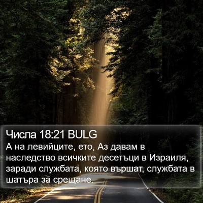 Числа 18:21 BULG Bible Verse Image