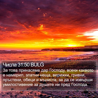 Числа 31:50 BULG Bible Verse Image