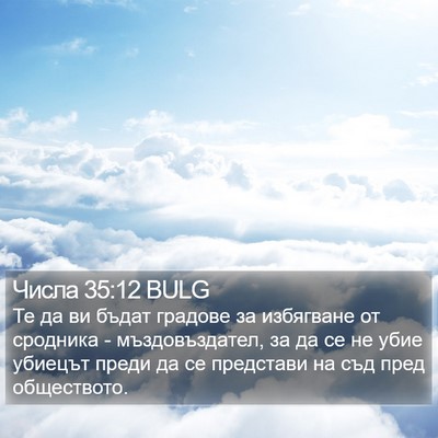 Числа 35:12 BULG Bible Verse Image