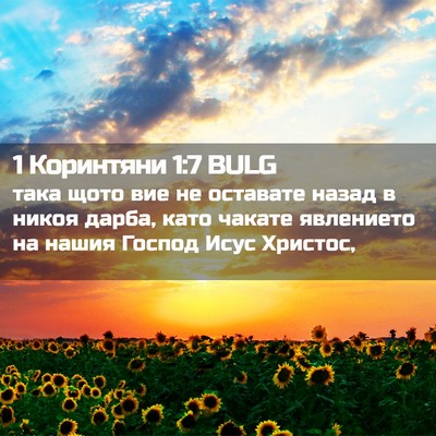 Picture 02 - 1 Коринтяни 1:7 BULG - така щото вие не оставате - Bible Verse Picture
