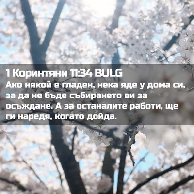 Picture 02 - 1 Коринтяни 11:34 BULG - Ако някой е гладен, нека - Bible Verse Picture