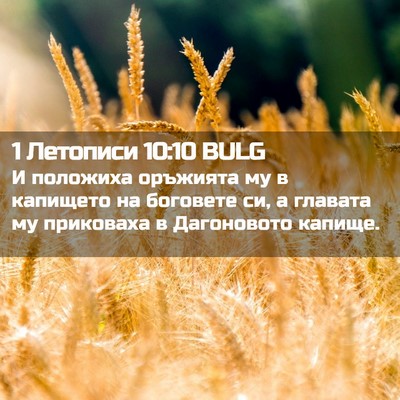 Picture 02 - 1 Летописи 10:10 BULG - И положиха оръжията му в - Bible Verse Picture