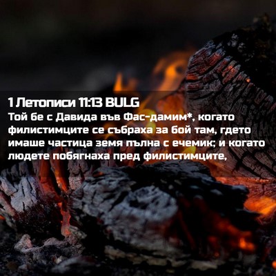 Picture 02 - 1 Летописи 11:13 BULG - Той бе с Давида във - Bible Verse Picture