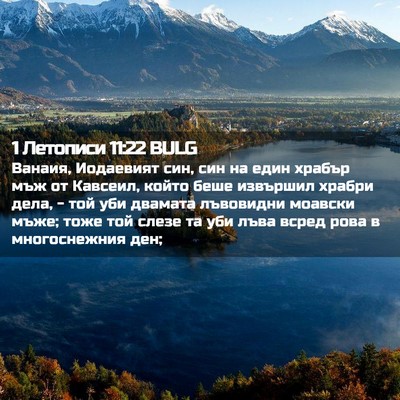 Picture 02 - 1 Летописи 11:22 BULG - Ванаия, Иодаевият син, син - Bible Verse Picture
