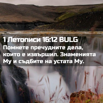 Picture 02 - 1 Летописи 16:12 BULG - Помнете пречудните дела, - Bible Verse Picture