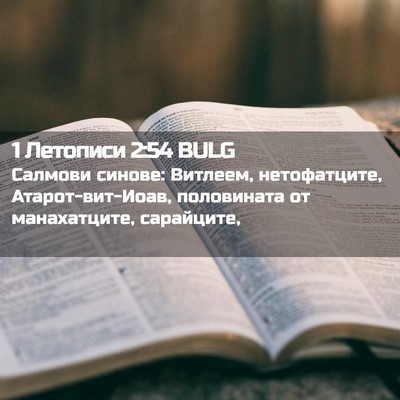 Picture 02 - 1 Летописи 2:54 BULG - Салмови синове: Витлеем, - Bible Verse Picture