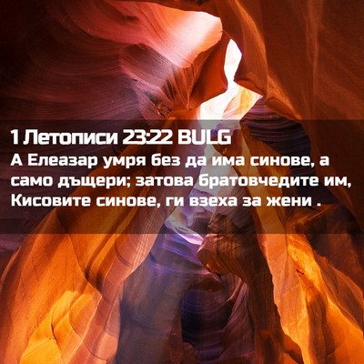 Picture 02 - 1 Летописи 23:22 BULG - А Елеазар умря без да има - Bible Verse Picture