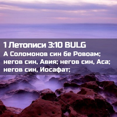 Picture 02 - 1 Летописи 3:10 BULG - А Соломонов син бе Ровоам; - Bible Verse Picture